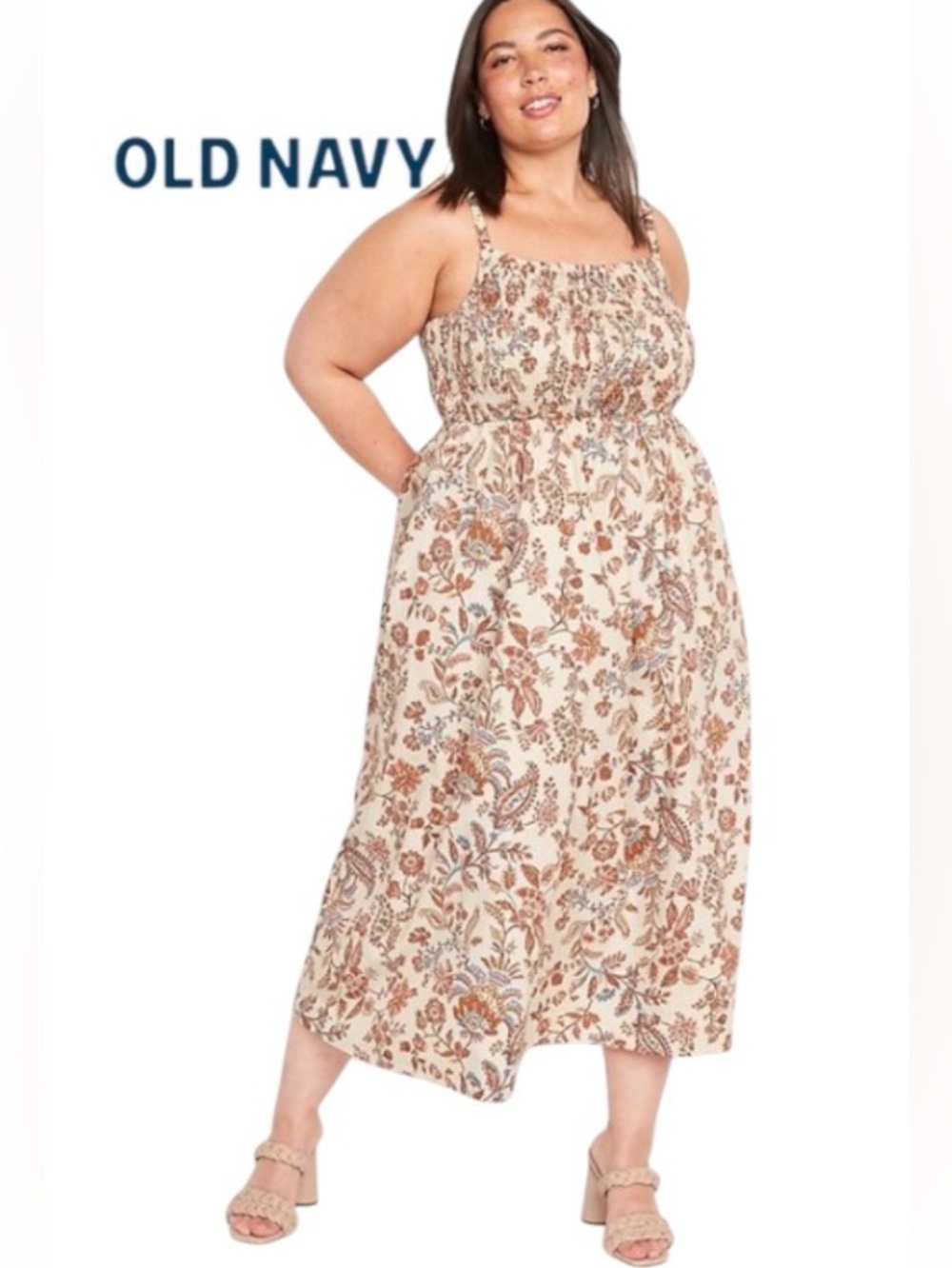 XXL OLD NAVY Cotton Poplin Print Dress with Smocking